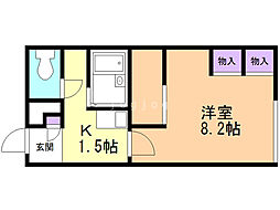 レオパレスベレン2 1Kの間取図画像
