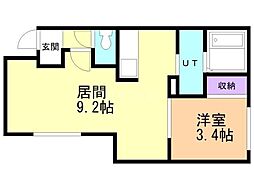 ecoa厚別中央 1LDKの間取図画像