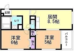 ラークヒルズマンション 2DKの間取図画像