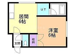 リーブルひばりA 1DKの間取図画像