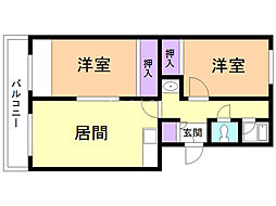 メゾン小林 2LDKの間取図画像