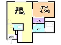 クレーデル新札幌 1LDKの間取図画像