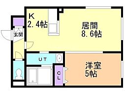 LAConforto厚別 1LDKの間取図画像