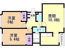 ノースヴィレッヂ厚別 2LDKの間取図画像