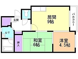 サンケンビル 2LDKの間取図画像