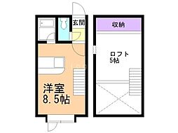 イーストサイドイン 2階1Kの間取り