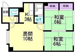 メゾン・ベルテ南の沢A 2LDKの間取図画像