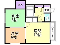 ハイツH.S 2LDKの間取図画像