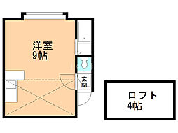 サンハイツ平岸 2階ワンルームの間取り
