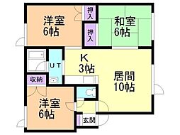 メゾン・ド・堤2 3LDKの間取図画像