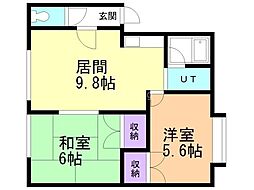 ジャストイン平岡 2LDKの間取図画像