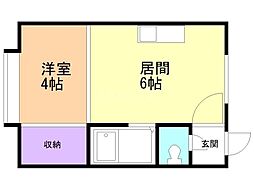 リバティ平岸 1階1DKの間取り