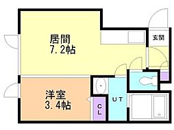 エルドラード平岸 2階1DKの間取り