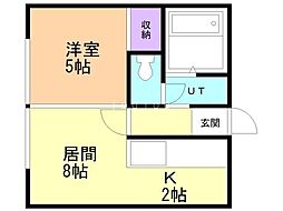 シェモア平岸 4階1LDKの間取り