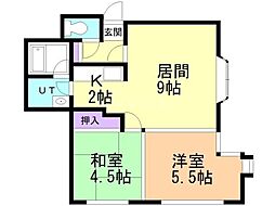 シティハウスＨＯＸＩＮ西岡Ｂ 2階2LDKの間取り