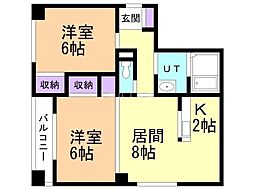 ＫｅｎｔＨｏｕｓｅ 3階2LDKの間取り