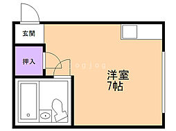 コーポ福田II 3階ワンルームの間取り