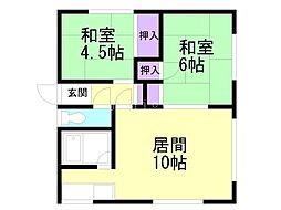 マンション古里二号 2LDKの間取図画像