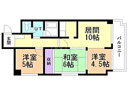 札幌市営南北線 南平岸駅 徒歩9分の賃貸マンション 7階3LDKの間取り