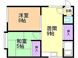 レヂデンス平岡 2LDKの間取図画像