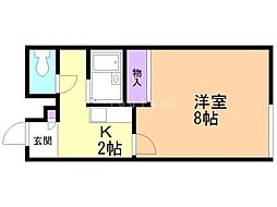Palais　deux清田一条 2階1Kの間取り