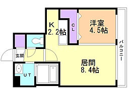 ミュンヘンスクエアII番館 5階1LDKの間取り
