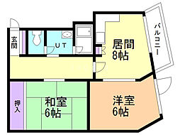 センチュリー宮北ビル 2DKの間取図画像