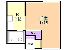 アサヒコートハウス 4階1Kの間取り