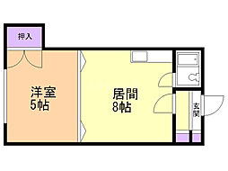 第二恵信ビル 1LDKの間取図画像