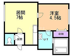 ピュアライフ平岸A 1DKの間取図画像