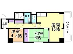 アーバンハイツＮＡＫＡＩ 8階2LDKの間取り