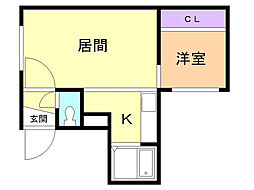 アイアール中の島1 1階1DKの間取り