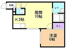 クラリス豊平3 1LDKの間取図画像