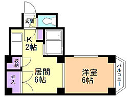 ヴェルテ月寒 1LDKの間取図画像