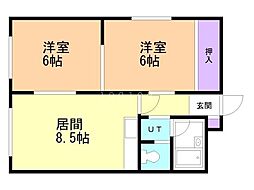 広和ハイツNo.7 2LDKの間取図画像