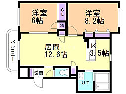 エターナル7 1階2LDKの間取り