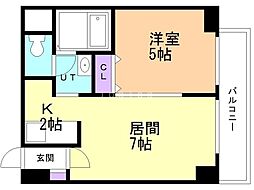 アルカディア参番館 5階1DKの間取り
