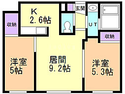 コンフォール平岸 2LDKの間取図画像