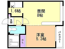 ハウスオブリザ平岸壱番館 1LDKの間取図画像