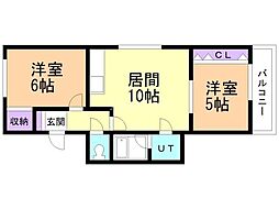 ヴィラ真駒内公園 2LDKの間取図画像