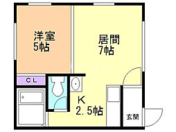 角田ビル 1LDKの間取図画像