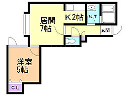 プルメリア真駒内 1LDKの間取図画像
