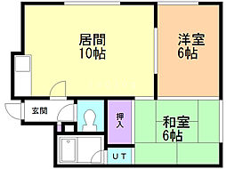 レジデンスヒルトップ 2LDKの間取図画像