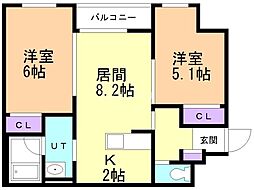 ラグジースペース 2LDKの間取図画像
