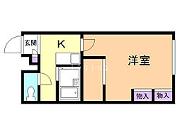 レオパレスパオB 1Kの間取図画像