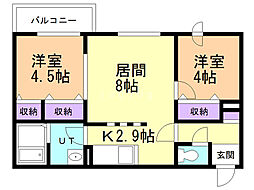 ブランシャール平岸3.8 2LDKの間取図画像