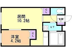 パティール平岸 1LDKの間取図画像