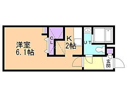 ファインブルーム学園前 1Kの間取図画像