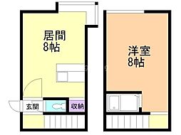 AMS清田21・B 1LDKの間取図画像