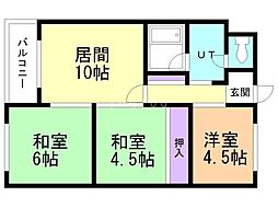 日光ハイツ 3LDKの間取図画像